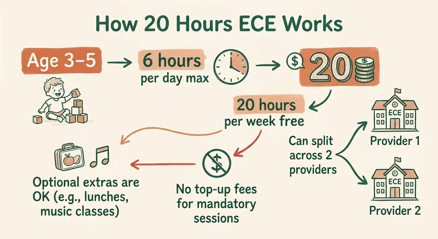 How 20 hours ECE works in NZ - concept diagram